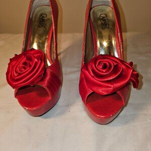 Carlos Santana Red Leather High Heels US size 6M